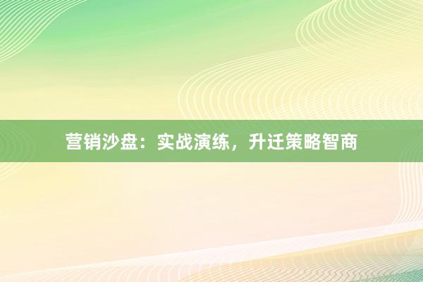 营销沙盘：实战演练，升迁策略智商